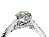 White gold Fancy Green Marquise  Solitaire Diamond Ring with Pavé Band and Four-Prong Setting_133