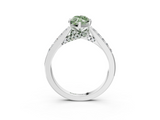 White gold Fancy Green Marquise  Solitaire Diamond Ring with Pavé Band and Four-Prong Setting_138