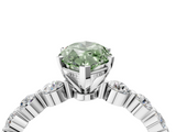 White gold Fancy Green Marquise  Solitaire Diamond Ring with Pave Band and Four-Prong Setting_264