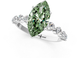 White gold Fancy Green Marquise  Solitaire Diamond Ring with Pave Band and Four-Prong Setting_267