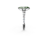 White gold Fancy Green Marquise  Solitaire Diamond Ring with Pave Band and Four-Prong Setting_268