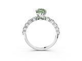 White gold Fancy Green Marquise  Solitaire Diamond Ring with Pave Band and Four-Prong Setting_269
