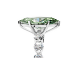 White gold Fancy Green Marquise  Solitaire Diamond Ring with Pave Band and Four-Prong Setting_271