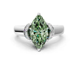 White gold Fancy Green Marquise  Solitaire Diamond Ring with Pave Band and Six-Prong Setting_32