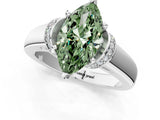 White gold Fancy Green Marquise  Solitaire Diamond Ring with Pave Band and Six-Prong Setting_33