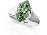 White gold Fancy Green Marquise  Solitaire Diamond Ring with Six-Prong Cathedral Setting_33