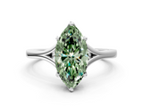 White gold Fancy Green Marquise  Solitaire Diamond Ring with Six-Prong Setting and Tapered Band_17
