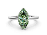 White gold Fancy Green Marquise  Solitaire Diamond Ring with Split Shank and Four-Prong Setting_24