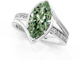 White gold Fancy Green Marquise  Solitaire Diamond Ring with Split Shank and Prong Setting_41
