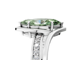 White gold Fancy Green Marquise  Solitaire Diamond Ring with Split Shank and Prong Setting_46