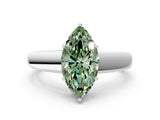 White gold Fancy Green Marquise  Solitaire Diamond Ring with Tapered Band and Four-Prong Setting_49