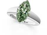 White gold Fancy Green Marquise  Solitaire Diamond Ring with Tapered Band and Four-Prong Setting_50