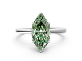 White gold Fancy Green Marquise  Solitaire Diamond Ring with Thin Band and Four-Prong Setting_20