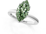 White gold Fancy Green Marquise  Solitaire Diamond Ring with Thin Band and Four-Prong Setting_21