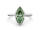 White gold Fancy Green Marquise  Solitaire Diamond Ring with Thin Band and Four-Prong Setting_72
