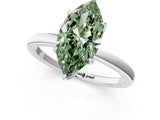 White gold Fancy Green Marquise  Solitaire Diamond Ring with Thin Band and Four-Prong Setting_73