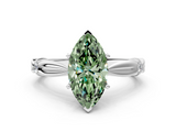 White gold Fancy Green Marquise  Solitaire Diamond Twisted Band with Four-Prong Setting_65