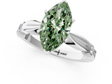 White gold Fancy Green Marquise  Solitaire Diamond Twisted Band with Four-Prong Setting_66