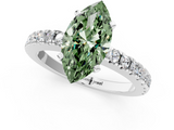White gold Fancy Green Marquise  Solitaire Diamond with Pavé Band and Four-Prong Setting_75