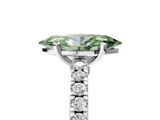 White gold Fancy Green Marquise  Solitaire Diamond with Pavé Band and Four-Prong Setting_79
