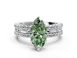 White gold Fancy Green Marquise  Solitaire Diamond with Pave and Channel Set Band_72