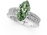 White gold Fancy Green Marquise  Solitaire Diamond with Pave and Channel Set Band_73