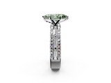 White gold Fancy Green Marquise  Solitaire Diamond with Pave and Channel Set Band_76