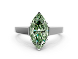 White gold Fancy Green Marquise  Solitaire Engagement Ring with Four-Prong Setting and Tapered Band_3