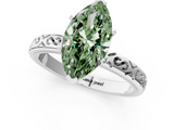 White gold Fancy Green Marquise  Solitaire Engagement Ring with Scrollwork Band and Four-Prong Setting_113