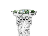 White gold Fancy Green Marquise  Solitaire Filigree Engagement Ring with Halo and Prong Setting_67