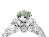White gold Fancy Green Marquise  Solitaire Filigree Engagement Ring with Halo and Prong Setting_71