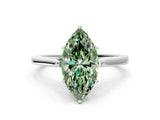 White gold Fancy Green Marquise  Solitaire Heart Prong Engagement Ring with Tapered Band_55