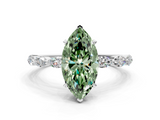 White gold Fancy Green Marquise  Solitaire Marquise Side Stone Prong Setting Ring_44