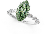 White gold Fancy Green Marquise  Solitaire Marquise Side Stone Prong Setting Ring_45