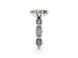 White gold Fancy Green Marquise  Solitaire Milgrain Diamond Engagement Ring with Bezel and Marquise Band_149