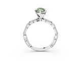 White gold Fancy Green Marquise  Solitaire Milgrain Diamond Engagement Ring with Bezel and Marquise Band_153