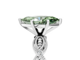 White gold Fancy Green Marquise  Solitaire Milgrain Diamond Engagement Ring with Bezel and Marquise Band_155