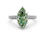 White gold Fancy Green Marquise  Solitaire Pavé Band Prong Setting Ring_20