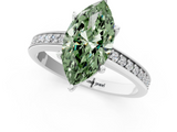 White gold Fancy Green Marquise  Solitaire Pavé Band Prong Setting Ring_21