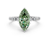 White gold Fancy Green Marquise  Solitaire Pavé Band with Four-Prong Setting_156