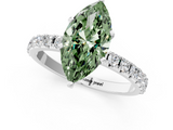 White gold Fancy Green Marquise  Solitaire Pavé Band with Four-Prong Setting_157