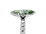 White gold Fancy Green Marquise  Solitaire Pavé Band with Four-Prong Setting_161