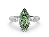 White gold Fancy Green Marquise  Solitaire Pavé Diamond Engagement Ring with Four-Prong Setting_206