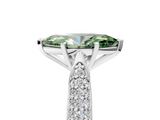 White gold Fancy Green Marquise  Solitaire Pavé Diamond Engagement Ring with Four-Prong Setting_212