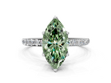 White gold Fancy Green Marquise  Solitaire Pavé Diamond Engagement Ring with Four-Prong Setting_39