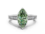 White gold Fancy Green Marquise  Solitaire Pavé Diamond Milgrain Engagement Ring with Four-Prong Setting_3