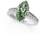 White gold Fancy Green Marquise  Solitaire Pavé Diamond Milgrain Engagement Ring with Four-Prong Setting_4