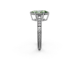 White gold Fancy Green Marquise  Solitaire Pavé Diamond Milgrain Engagement Ring with Four-Prong Setting_5