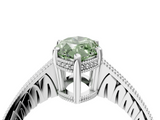White gold Fancy Green Marquise  Solitaire Pavé Diamond Milgrain Engagement Ring with Four-Prong Setting_7