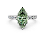 White gold Fancy Green Marquise  Solitaire Pave Diamond Engagement Ring with Four-Prong Setting_390